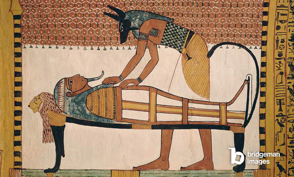 Anubis attends Sennedjem's Mummy