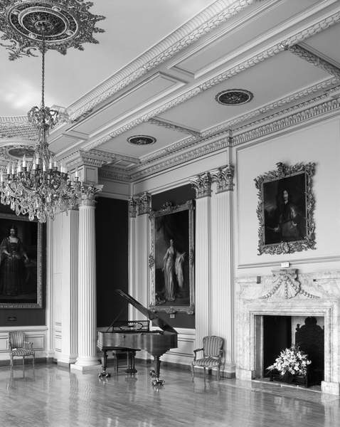 The Saloon at Kimbolton, Cambridgeshire, from 'The Country Houses of Sir John Vanbrugh' by Jeremy Musson, published 2008 (b/w photo), Kimbolton is a medieval castle remodelled by Sir John Vanbrugh (1664-1726) and his assistant Nicholas Hawksmoor from 1707 for Charles Edward Montagu, 4th Earl and 1st Duke of Manchester English Photographer, (20th century) / © Country Life / Bridgeman Images