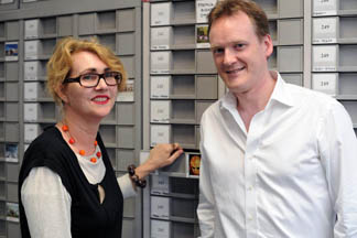 Michelle Andringa from Art Galllery of New South Wales and Adrian Gibbs, Collections Manager at Bridgeman.     Photo © Brian Kavanagh