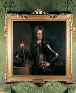 Portrait of the 1st Duke of Marlborough hanging in the Green Writing Room at Blenheim Palace 