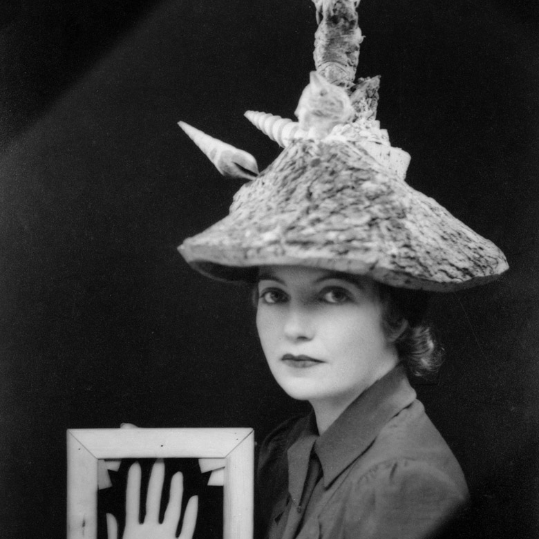 Ceremonial Hat for Eating Bouillabaisse, 1936 (b/w photo), Eileen Agar (1899-1991) / Private Collection / Estate of Eileen Agar / Bridgeman Images