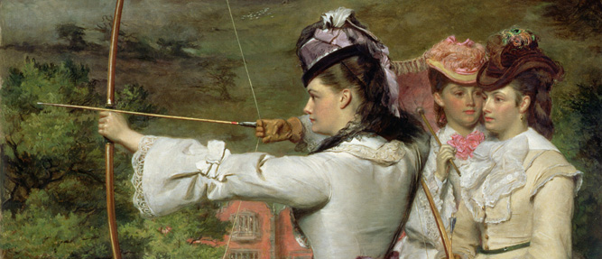 (detail) The Fair Toxophilites, 1872 by William Powell Frith (1819-1909) / Royal Albert Memorial Museum, Exeter, Devon, UK 