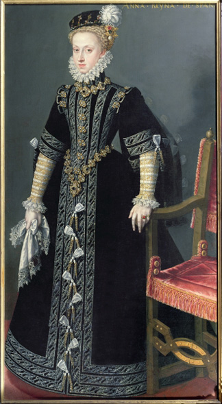 Portrait of Anne of Austria, Queen of Spain (1549-80) daughter of Emperor Maximillian II and 4th wife of Phillip II by Alonso Sanchez Coello
