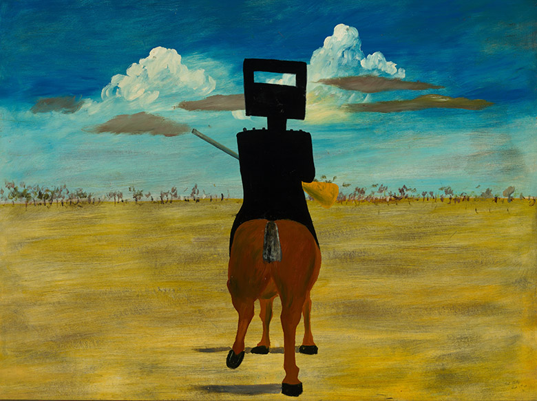 NGA352078 Ned Kelly, 1946 (enamel on composition board) by Sir Sidney Nolan (1917-92) National Gallery of Australia, Canberra/ Gift of Sunday Reed 1977
