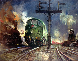 Night Freight (Condor) (oil on canvas) by Terence Cuneo (1907-96) / Private Collection / Photo © Bonhams, London, UK 