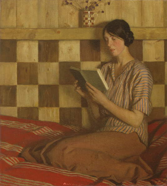 The Green Book (oil on canvas), Harold Knight, (1874-1961) / National Museum Wales / Bridgeman Images